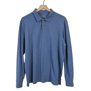 Mack Weldon Minimalist Blue Long Sleeve Polo Shirt Men's Large Everyday Wear